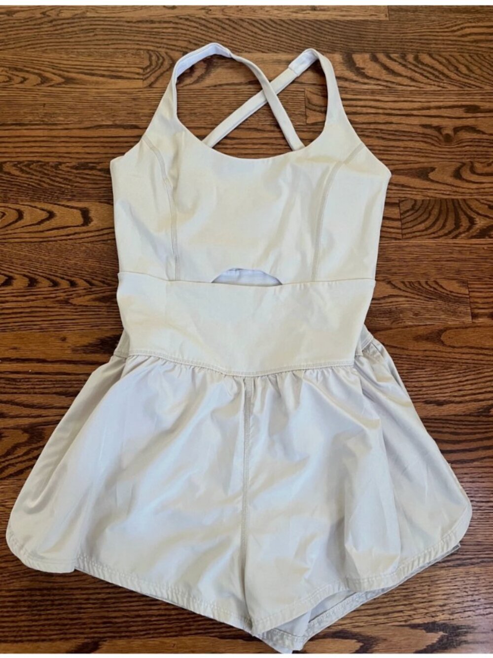 Free People Movement Righteous Runsie Creamy Beige One Piece Romper Shorts M